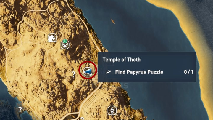 This papyrus can be found in Temple of Thoth in the city of Hermopolis in the Haueris Nome province - Papyrus Puzzle in Haueris Nome - Papyruses - Assassins Creed Origins Guide
