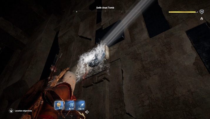 Destroy a spider web before you activate the tablet - Tombs in Deshert Desert Walkthrough - Tombs - Assassins Creed Origins Guide