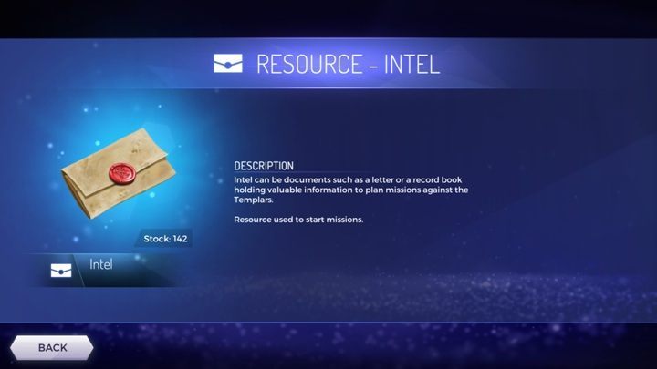 Intel is an unusual type of currency - What type of resources are available in the Assassins Creed Rebellion? - Currency and Shop - Assassins Creed Rebellion Guide