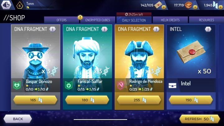 Intel resources can be retrieved from chests, rewards and missions - What type of resources are available in the Assassins Creed Rebellion? - Currency and Shop - Assassins Creed Rebellion Guide