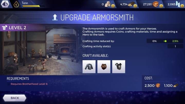 When you click on the appropriate option, you will get information about what the expansion will improve, e - Refining headquarters rooms in Assassins Creed Rebellion - Headquarters - Assassins Creed Rebellion Guide