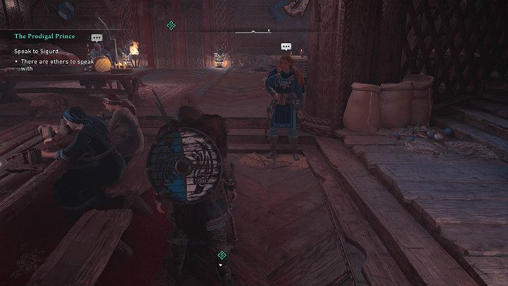 When the story ends, Sigurd will invite you to talk away from the hustle and bustle of the feast - Assassins Creed Valhalla: The Prodigal Prince - Rygjafylke - Assassins Creed Valhalla Guide and Walkthrough