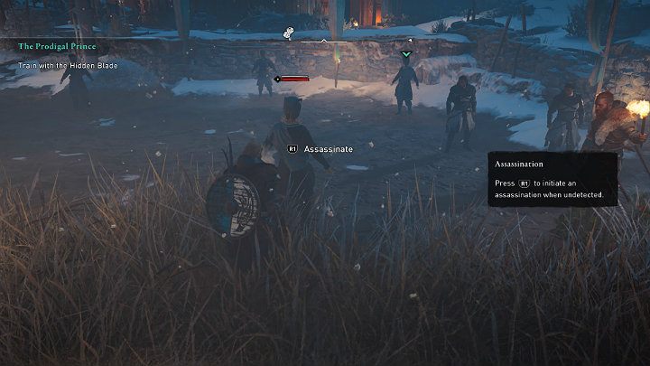 At this stage of the quest, you will go through a tutorial to learn how to use the Hidden Blade - Assassins Creed Valhalla: The Prodigal Prince - Rygjafylke - Assassins Creed Valhalla Guide and Walkthrough