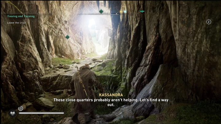 Once the cursed symbol is dealt with, follow the cave to its exit - AC Valhalla Crossover Stories: Tossing and Turning - Main missions - Assassins Creed Valhalla Guide and Walkthrough