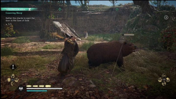 The tracks will lead you to a clearing where two bears are basking - AC Valhalla Crossover Stories: Counting Sheep - all shards - Main missions - Assassins Creed Valhalla Guide and Walkthrough