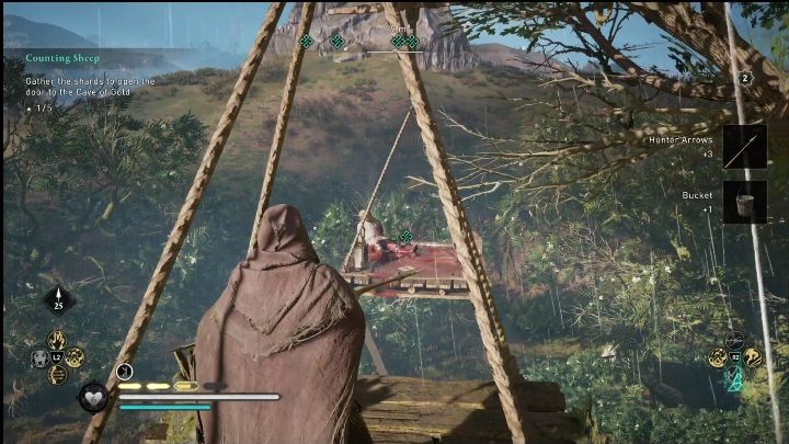 Regardless of what you have done with the animals, the next part of the task is to climb the wooden scaffolding - AC Valhalla Crossover Stories: Counting Sheep - all shards - Main missions - Assassins Creed Valhalla Guide and Walkthrough