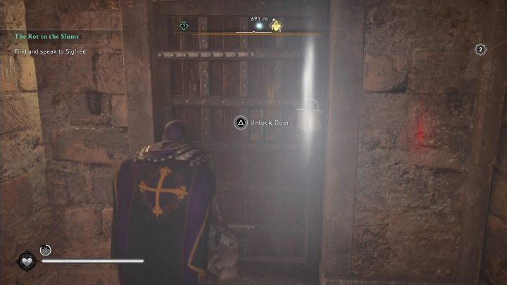 At the bottom, you will see a locked door that you can open with the key - AC Valhalla Siege of Paris: Gear, Amienois - secrets, locations - Amienois - Assassins Creed Valhalla Guide and Walkthrough