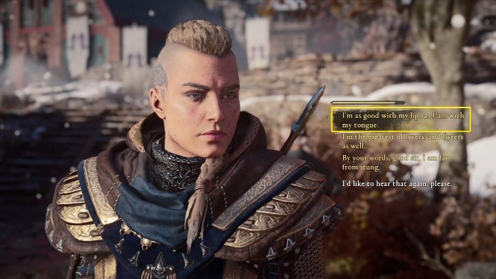 The next answer is number 1 – this time you will say that talking isn't the only thing you are good at - Assassins Creed Valhalla: Flyting - Snotinghamscire secrets, locations - Snotinghamscire - Assassins Creed Valhalla Guide and Walkthrough