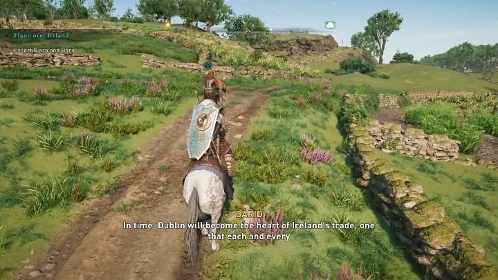 Mount your horse and ride with Ciara and Barid to the location of the upcoming ceremony - AC Valhalla Wrath of the Druids: Flann over Ireland - Walkthrough - Assassins Creed Valhalla Guide and Walkthrough