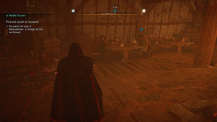 The boy is staying in the feast house in the company of Aelfgar, one of Lincolnscire's thanes - Assassins Creed Valhalla: A Noble Escort - Lincolnscire - Assassins Creed Valhalla Guide and Walkthrough