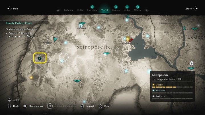 Ceolbert was last seen near a cave, south of the settlement - Assassins Creed Valhalla: Bloody Path to Peace - Sciropescire - Assassins Creed Valhalla Guide and Walkthrough