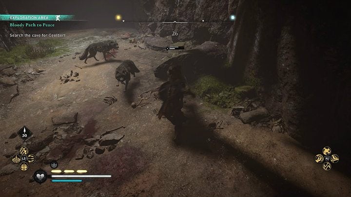 A little further on you will come across several wolves and you will find another clue - blood and traces that point to a wolf that dragged something on the ground - Assassins Creed Valhalla: Bloody Path to Peace - Sciropescire - Assassins Creed Valhalla Guide and Walkthrough