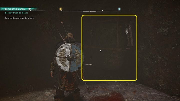Move the stone blocking a passage in the wall on the right and enter the next cavern - Assassins Creed Valhalla: Bloody Path to Peace - Sciropescire - Assassins Creed Valhalla Guide and Walkthrough