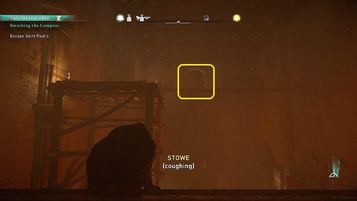 Jump on the scaffolding and then across the beams to the room shown in the picture above - Assassins Creed Valhalla: Smashing the Compass - Lunden - Assassins Creed Valhalla Guide and Walkthrough