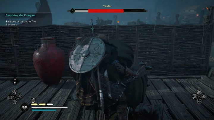 This will bring your opponent to his knees and expose him to a powerful attack that will deprive him of about half health bar - Assassins Creed Valhalla: Smashing the Compass - Lunden - Assassins Creed Valhalla Guide and Walkthrough