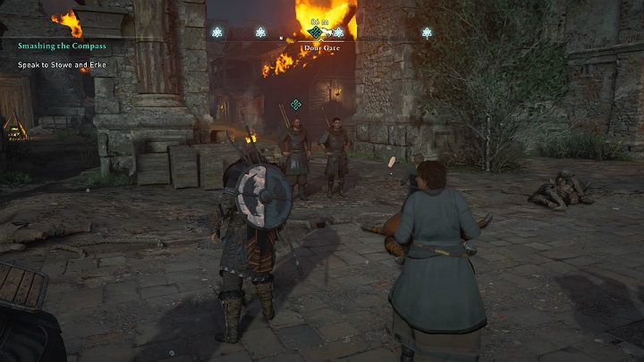 When Vicelin (The Compass) is eliminated, return to the port to talk to the Reeves and complete the mission - Assassins Creed Valhalla: Smashing the Compass - Lunden - Assassins Creed Valhalla Guide and Walkthrough