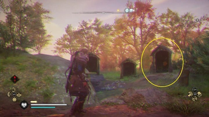 We will start from the gate most to the right, the statues lead to it - Assassins Creed Valhalla: Fly Agaric - East Anglia secrets, locations - East Anglia - Assassins Creed Valhalla Guide and Walkthrough