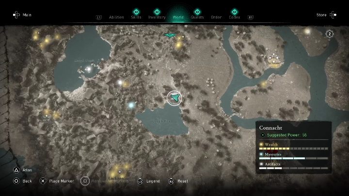 The treasure hoard map is in the south of the region, at Rea Lake - AC Valhalla Wrath of the Druids: Treasure Hoard Map - Connacht secrets - Connacht - Assassins Creed Valhalla Guide and Walkthrough