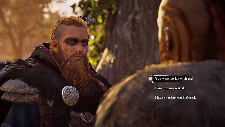 During the new conversation, Broder will start flirting aggressively with Eivor - Assassins Creed Valhalla: Broder romance - Romances - Assassins Creed Valhalla Guide and Walkthrough