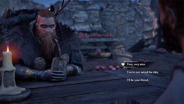 During the celebration of Samhain (the equivalent of modern Halloween), you will be able to get drunk together with Tewdwr - Assassins Creed Valhalla: Tewdwr - romance - Romances - Assassins Creed Valhalla Guide and Walkthrough