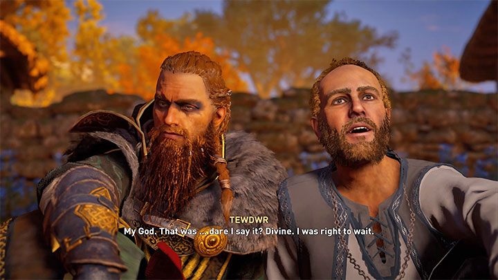 You will a cut-scene during which your character and Tewdwr will kiss - Assassins Creed Valhalla: Tewdwr - romance - Romances - Assassins Creed Valhalla Guide and Walkthrough