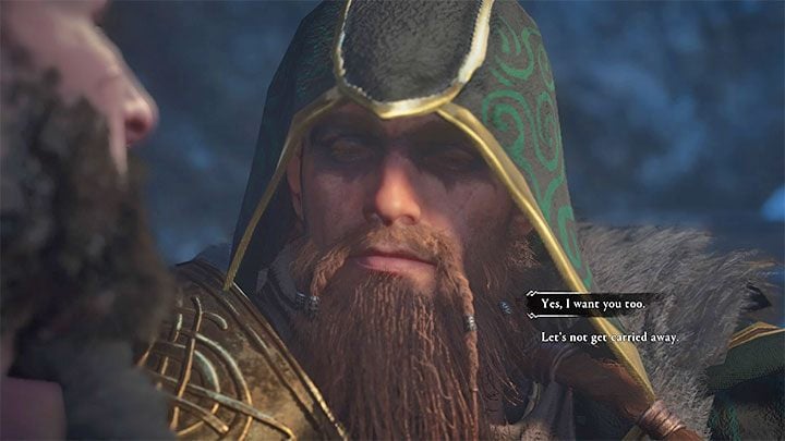 Select the dialog option confirming that you want Vili - Assassins Creed Valhalla: Vili - romance - Romances - Assassins Creed Valhalla Guide and Walkthrough