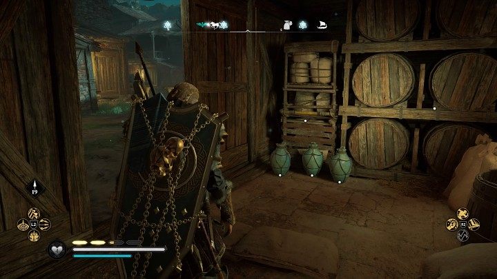 Once you enter the warehouse, destroy the jugs on the left, then move the bookcase aside to move on - Assassins Creed Valhalla: The Demon Odour at the Tith - Lunden - Assassins Creed Valhalla Guide and Walkthrough