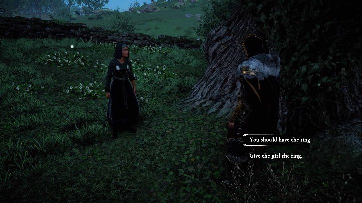 Pick up the ring, and after a while the girl's stepmother will appear on the scene - Assassins Creed Valhalla: The Sky Thief - Cent - Assassins Creed Valhalla Guide and Walkthrough