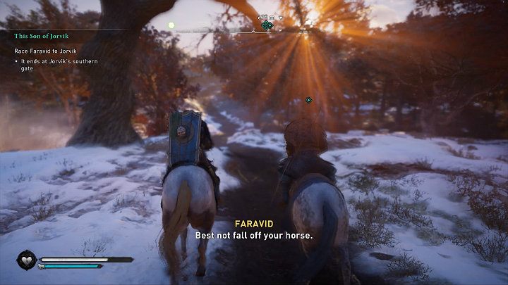 Faravid challenges Eivor to a drunken race to Jorvik - Assassins Creed Valhalla: This Son of Jorvik - Eurvicscire - Assassins Creed Valhalla Guide and Walkthrough