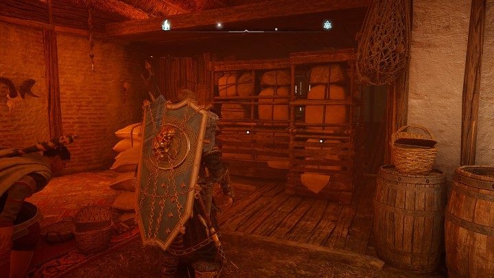 Walk up to the door and help Bron break it down, then look around inside the hut - Assassins Creed Valhalla: The Horn of Ragnar - Glowecestrescire - Assassins Creed Valhalla Guide and Walkthrough