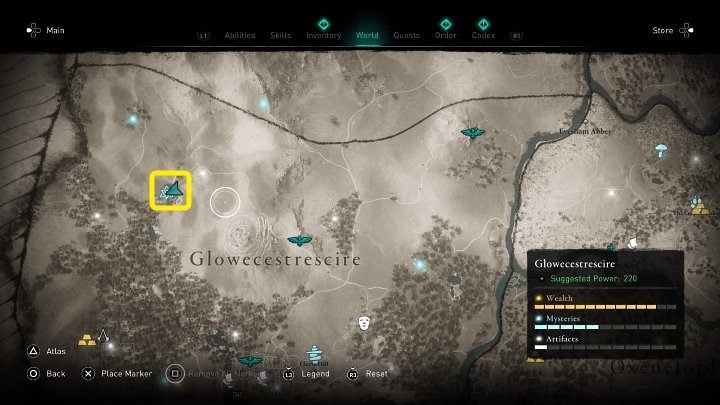 In the place marked in the picture above, you will meet a woman who has just gone into labor - Assassins Creed Valhalla: The Goddess of Birth - Glowecestrescire - Assassins Creed Valhalla Guide and Walkthrough