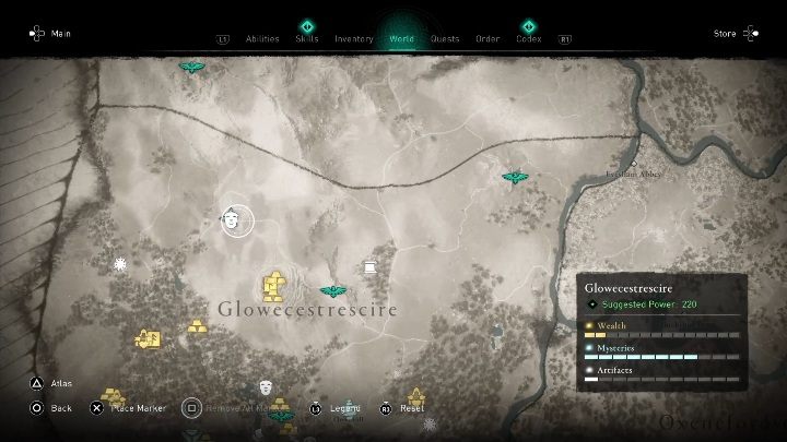 You will find the mask north of the thieves' hideout - Assassins Creed Valhalla: Roman Artifact - Glowecestrescire secrets, locations - Glowecestrescire - Assassins Creed Valhalla Guide and Walkthrough