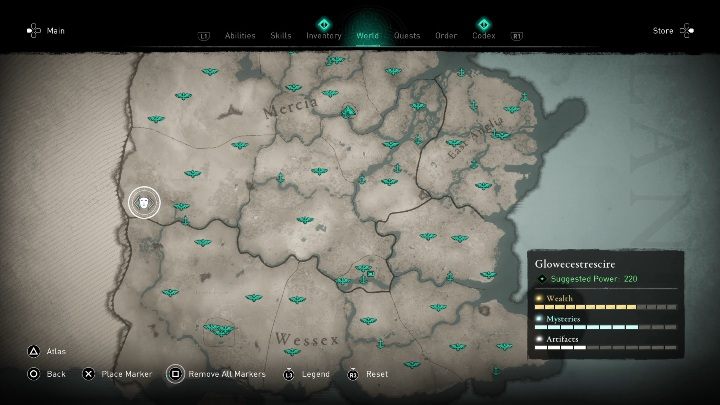 You will find this mask in the western part of the region - Assassins Creed Valhalla: Roman Artifact - Glowecestrescire secrets, locations - Glowecestrescire - Assassins Creed Valhalla Guide and Walkthrough
