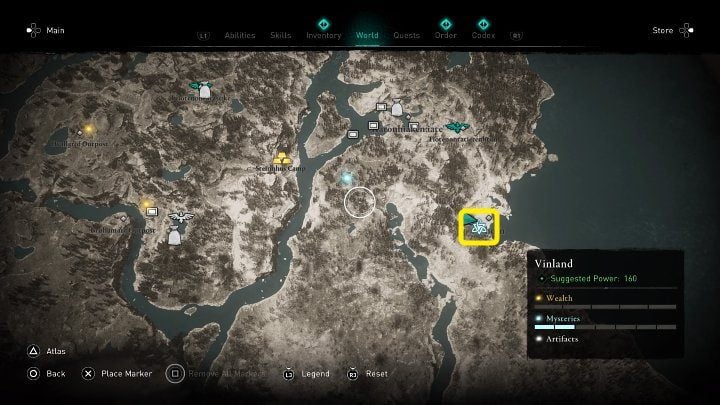 In the place marked on the image above, you will meet a man who is getting ready to hunt a terrifying beast - Assassins Creed Valhalla: Breaking Teeth, Not Hearts - Vinland - Assassins Creed Valhalla Guide and Walkthrough