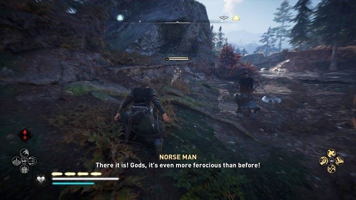 Follow the warriors into the forest and help them hunt the animal - Assassins Creed Valhalla: Breaking Teeth, Not Hearts - Vinland - Assassins Creed Valhalla Guide and Walkthrough