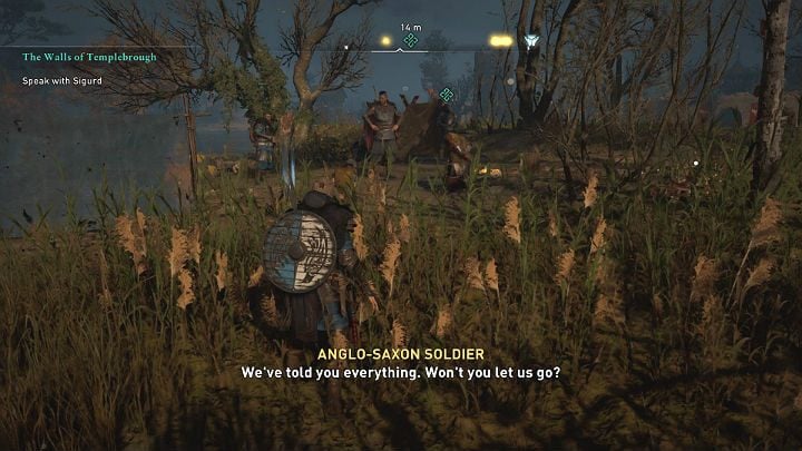 During the conversation, you will find out that King Burgred is not here, but his wife, Lady Aethelswith, is in the area - Assassins Creed Valhalla: Walls of Templebrough - Ledecestrescire - Assassins Creed Valhalla Guide and Walkthrough