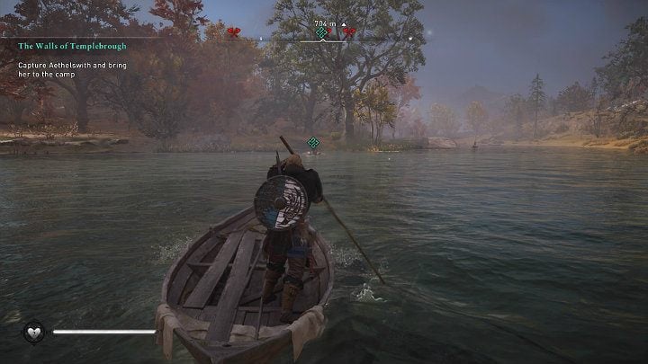 The woman tries to escape by boat, so quickly enter the second boat that is left on shore and follow the queen - Assassins Creed Valhalla: Walls of Templebrough - Ledecestrescire - Assassins Creed Valhalla Guide and Walkthrough