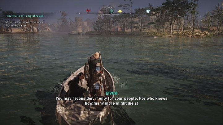 When you reach the shore, you will have to fight two stronger opponents and a few ordinary soldiers - Assassins Creed Valhalla: Walls of Templebrough - Ledecestrescire - Assassins Creed Valhalla Guide and Walkthrough