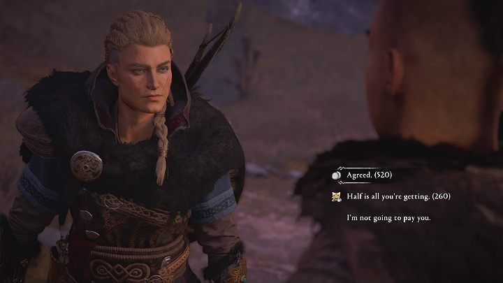 The choice takes place in the initial stage of the Bartering mission - Assassins Creed Valhalla: Bartering - important choice - Ledecestrescire - Assassins Creed Valhalla Guide and Walkthrough