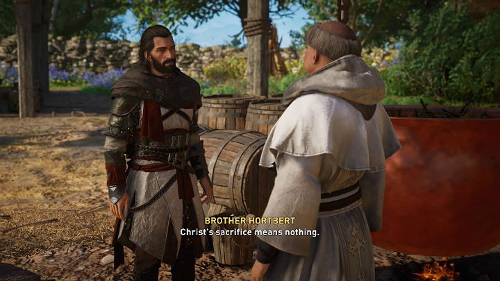 You will find Basima at the church talking with Brother Hortbert - Assassins Creed Valhalla: The Abbots Gambit - Cent - Assassins Creed Valhalla Guide and Walkthrough