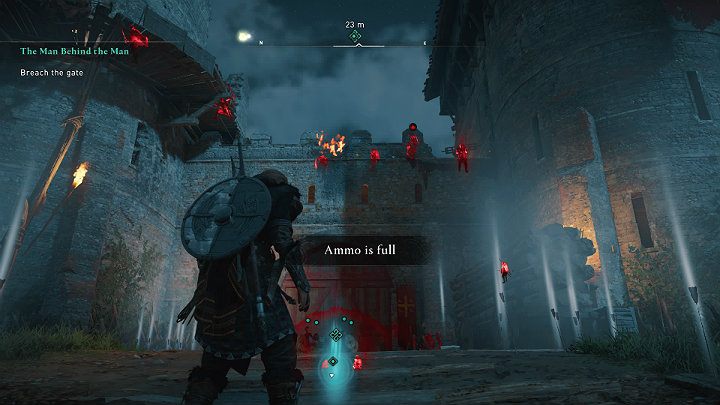 While your allies are trying to smash the gate with a battering ram, go and neutralize the springalds - Assassins Creed Valhalla: The Man Behind the Man - Cent - Assassins Creed Valhalla Guide and Walkthrough