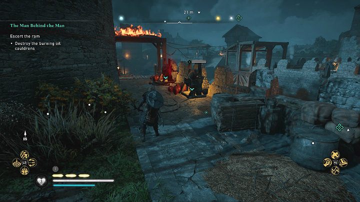 Then climb the defensive walls located a little further and destroy the next cauldrons - Assassins Creed Valhalla: The Man Behind the Man - Cent - Assassins Creed Valhalla Guide and Walkthrough