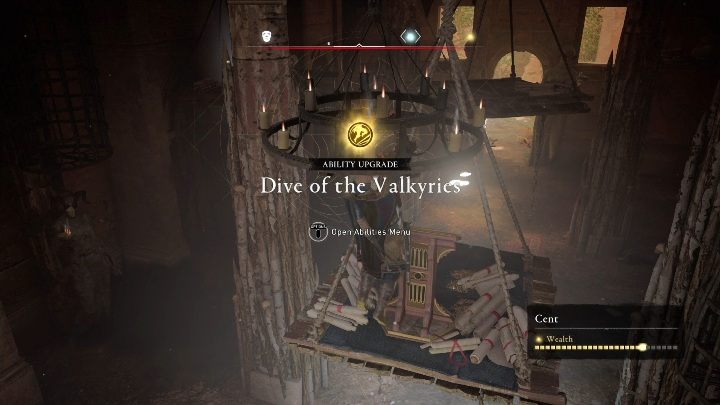 To get to it you just have to run into the building and then climb on the statue standing by the wall - Assassins Creed Valhalla: Abilities - Cent secrets, locations - Cent - Assassins Creed Valhalla Guide and Walkthrough