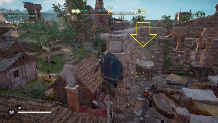 End: The paper will stop by the rope from which you have to make a leap of faith to complete this side activity - Assassins Creed Valhalla: Flying Paper - Wincestre secrets, locations - Wincestre - Assassins Creed Valhalla Guide and Walkthrough