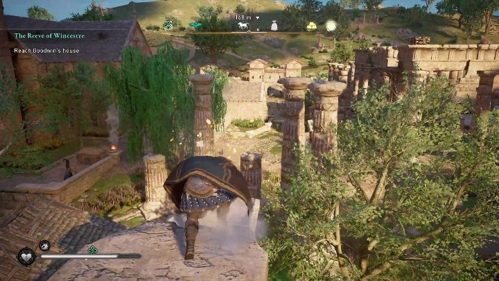 End: The card will stop at the end of the wall, near the columns - Assassins Creed Valhalla: Flying Paper - Wincestre secrets, locations - Wincestre - Assassins Creed Valhalla Guide and Walkthrough