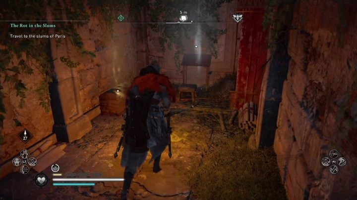 Your task is to destroy the wall covered with rubble below the waterfall - AC Valhalla Siege of Paris: Treasure Hoard Map, Melunois - secrets - Melunois - Assassins Creed Valhalla Guide and Walkthrough