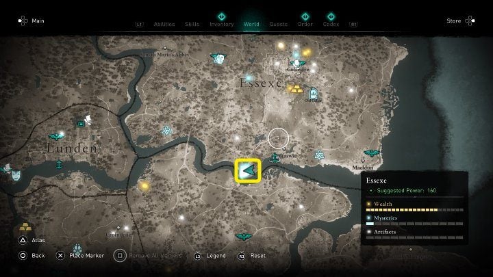 In the place marked on the image above, you will meet a bound woman - Assassins Creed Valhalla: The Gleewoman - Essexe - Assassins Creed Valhalla Guide and Walkthrough