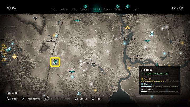 In the place marked in the image above, you will hear a mysterious voice announcing that you have entered a land that's under a terrible curse - Assassins Creed Valhalla: Will o the Wisp - Southsexe - Assassins Creed Valhalla Guide and Walkthrough