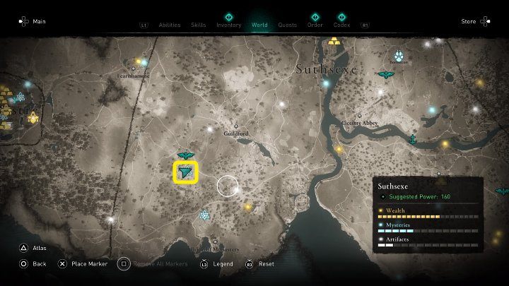 In the place marked in the image above, you will find the entrance to a cave from which a child's voice can be heard - Assassins Creed Valhalla: Alyssa in Wunderlandscire - Southsexe - Assassins Creed Valhalla Guide and Walkthrough
