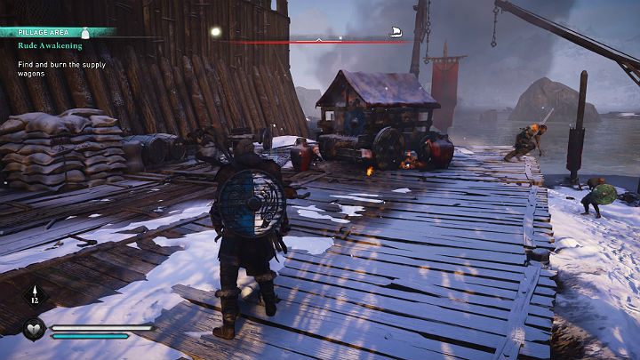 You can use a torch to set a cart on fire - Assassins Creed Valhalla: Rude Awakening - Rygjafylke - Assassins Creed Valhalla Guide and Walkthrough
